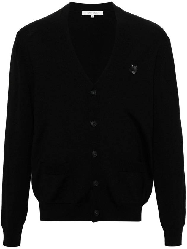 Bold Fox Head Patch Regular Cardigan Black - MAISON KITSUNE - BALAAN 2