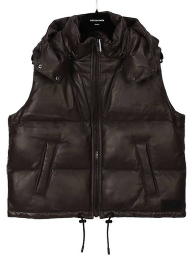 Army leather padded vest FG20155M04W A2197 MOCHA YVC025 - YVES SALOMON - BALAAN 1