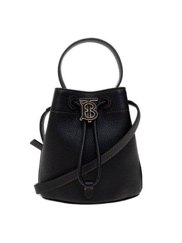 Mini Grainy Leather TB Bucket Bag Black - BURBERRY - BALAAN.