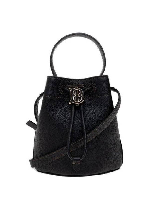 Mini Grainy Leather TB Bucket Bag Black - BURBERRY - BALAAN 1