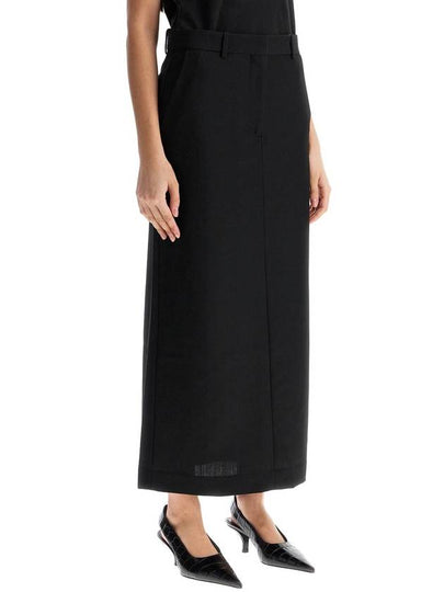 black midi straight low-waisted skirt in recycled polyester and wool - TOTEME - BALAAN 2