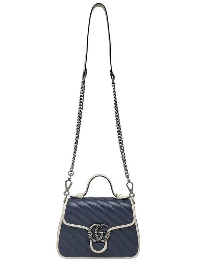 Women s 583571 Navy GG Marmont Mini Top Handle Chain Shoulder Bag - GUCCI - BALAAN 5