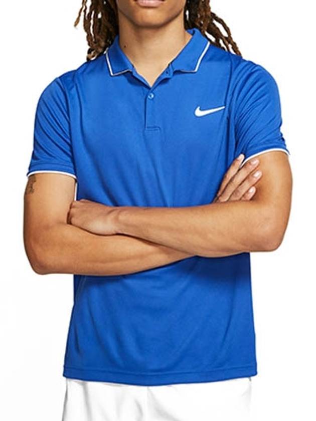 Court Dri Fit Tennis PK Shirt Blue - NIKE - BALAAN.
