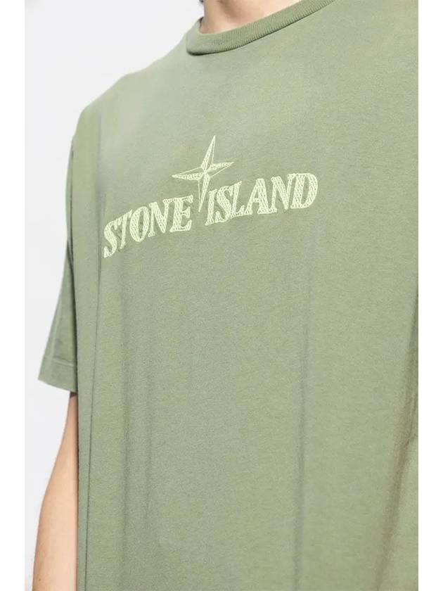 Stitches Two Embroidery Short Sleeve T-Shirt Sage Green - STONE ISLAND - BALAAN 3