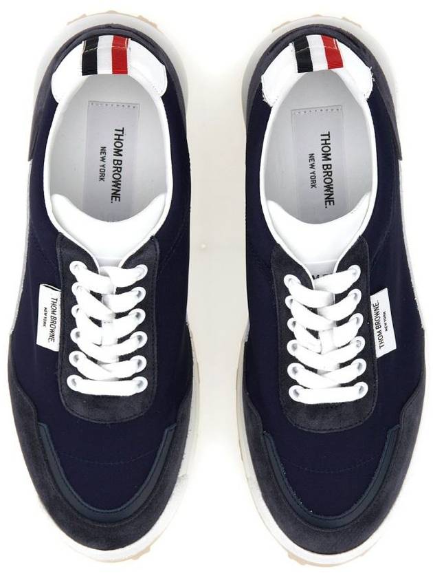 Eco Nylon Alumni Trainer Low Top Sneakers Blue - THOM BROWNE - BALAAN 3