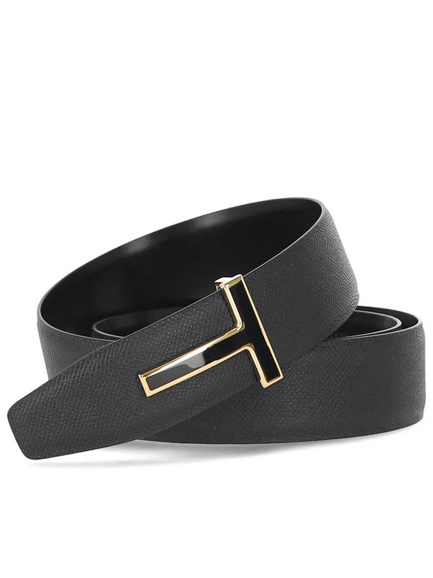 T-buckle reversible leather belt black - TOM FORD - BALAAN.