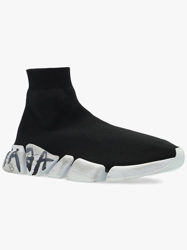 Speed ​​2.0 Graffiti Knit High Top Sneakers Black - BALENCIAGA - BALAAN 5