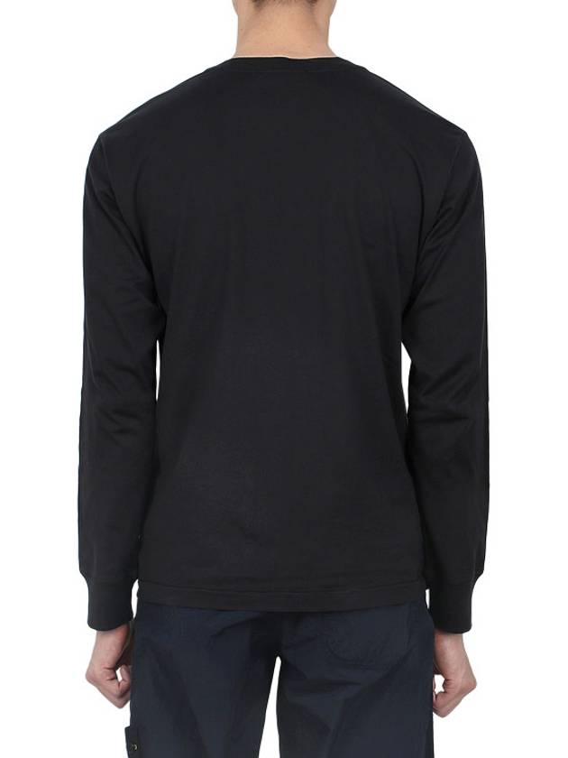 Logo Patch Cotton Jersey Long Sleeve T-Shirt Black - STONE ISLAND - BALAAN 5