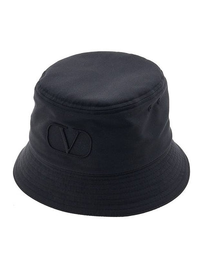 V Logo Cotton Bucket Hat Black - VALENTINO - BALAAN 2