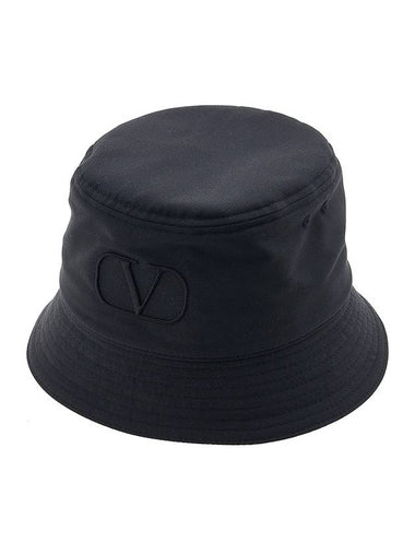 V Logo Cotton Bucket Hat Black - VALENTINO - BALAAN 1