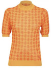 Jacquard Short Sleeve Knit Top Orange - TORY BURCH - BALAAN 2