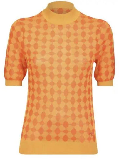 Jacquard Short Sleeve Knit Top Orange - TORY BURCH - BALAAN 2