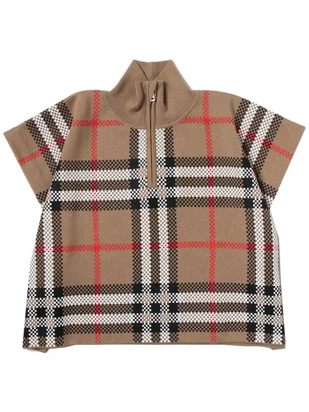 Kids Vintage Check Half Neck Wool Cape Coat Beige - BURBERRY - BALAAN 3