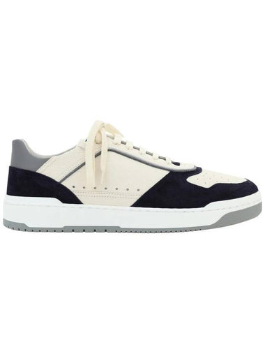 Basket Leather Low Top Sneakers Blue White - BRUNELLO CUCINELLI - BALAAN 1