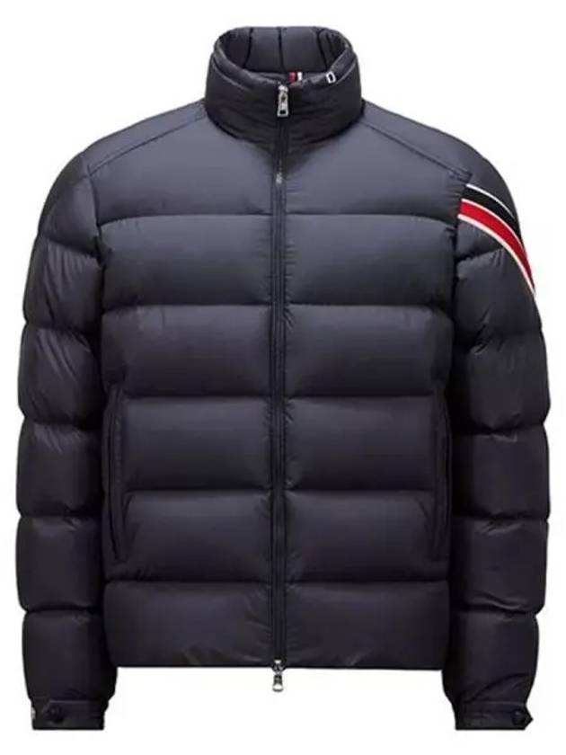 Solyan logo patch down padded blue navy men s jacket 270617 - MONCLER - BALAAN 1