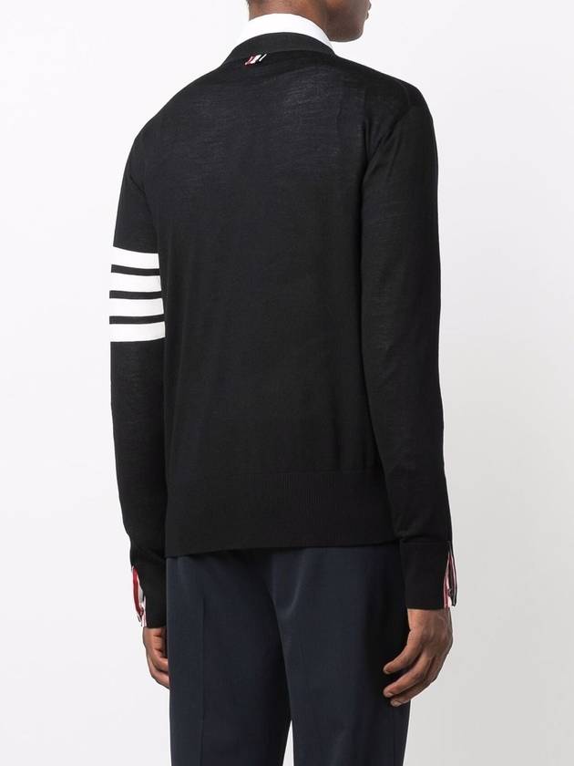 Men's Sustainable Classic Diagonal Wool Cardigan Black - THOM BROWNE - BALAAN 5