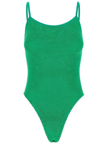 'Pamela' Green Backless One-Piece Swimsuit In Stretch Polyamide Woman - HUNZA G - BALAAN 1