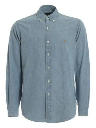 Embroidered Pony Logo Chambray Long Sleeves Shirt Denim Blue - POLO RALPH LAUREN - BALAAN 2