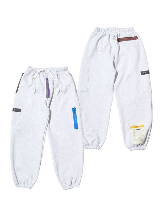 ZIPPER WIDE JOGGER PANTS WHITE MELANGE - STIGMA - BALAAN 2