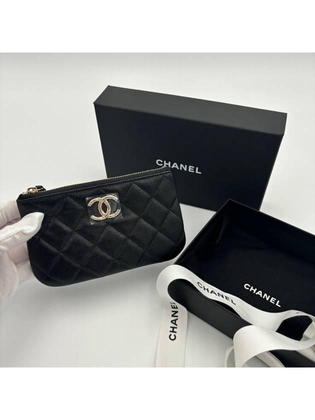 Season mini caviar pouch bag black gold - CHANEL - BALAAN 8