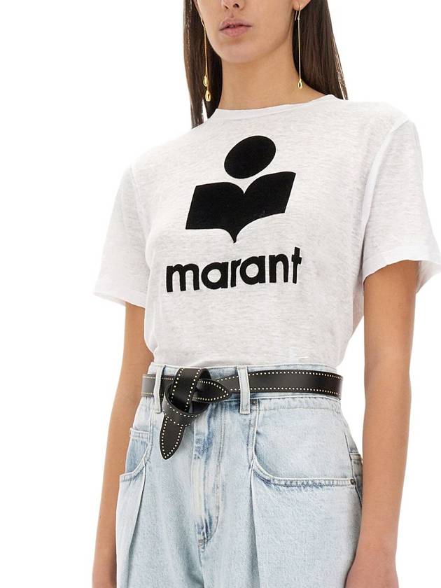 Zewel Print Cotton Short Sleeve T-Shirt White - ISABEL MARANT ETOILE - BALAAN 5