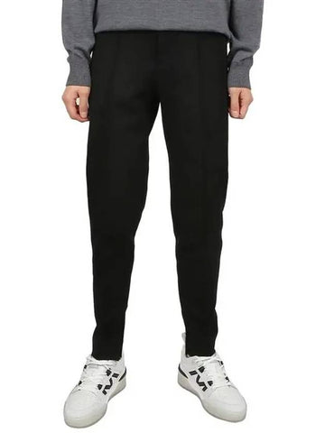 Gabardine Slim Fit Straight Pants Black - PRADA - BALAAN 1