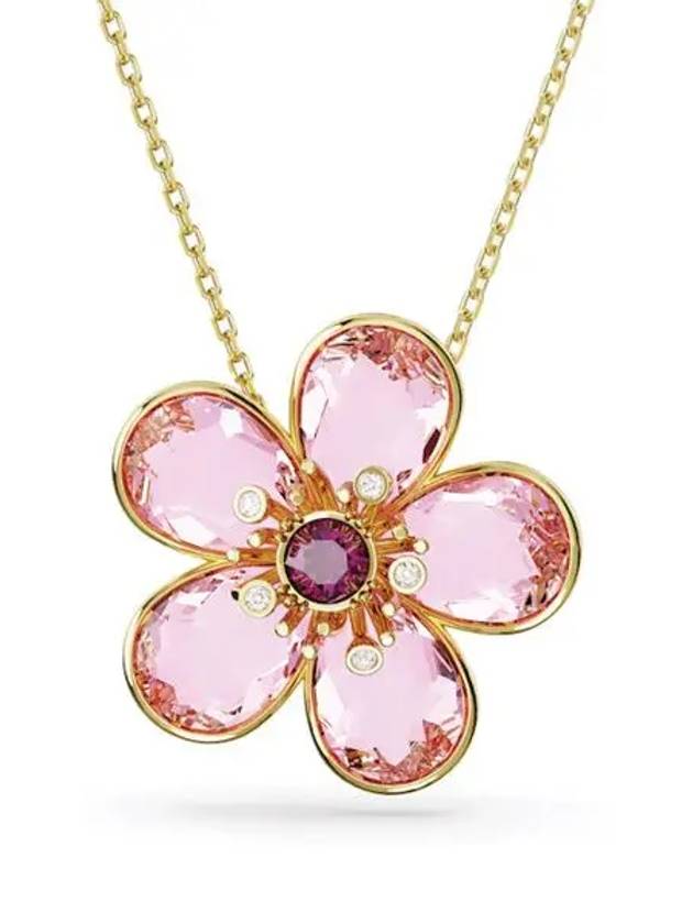 Idyllia Flower Pendant Necklace Pink Rose Gold - SWAROVSKI - BALAAN 2