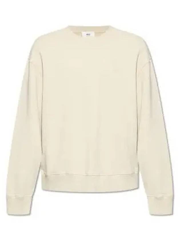 Embroidery Logo Crew Neck Sweatshirt Beige - AMI - BALAAN 2