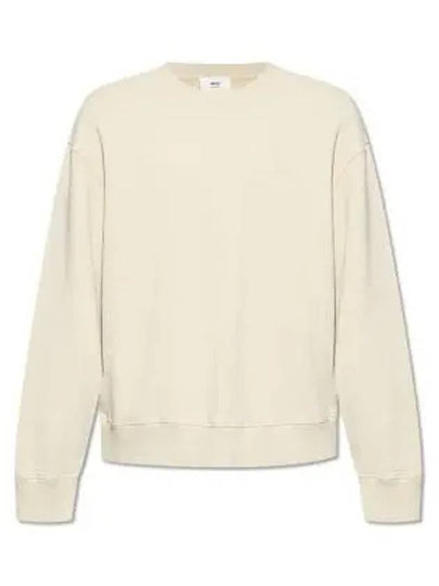 Embroidery Logo Crew Neck Sweatshirt Beige - AMI - BALAAN 2