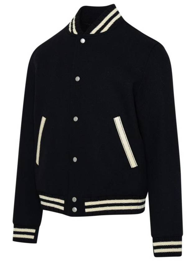 Teddy Wool Bomber Jacket  Black - SAINT LAURENT - BALAAN 3