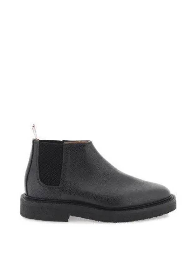 Pebble Crepe Sole Mid Top Grain Leather Chelsea Boots Black - THOM BROWNE - BALAAN 2