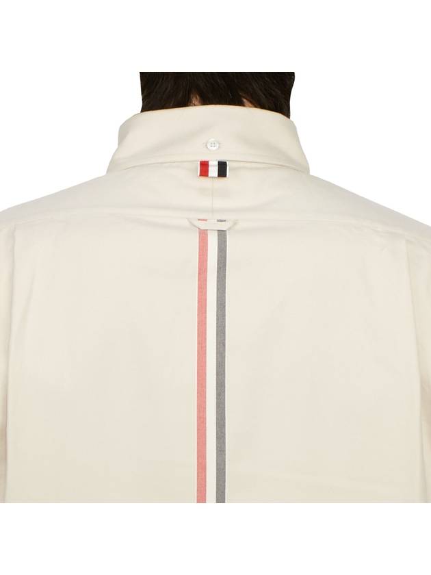 Men's Flannel Back Stripe Straight Fit Cotton Long Sleeve Shirt Beige - THOM BROWNE - BALAAN 7