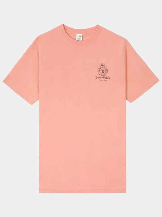 Crown Short Sleeve T-Shirt Grapefruit Pink - SPORTY & RICH - BALAAN 2