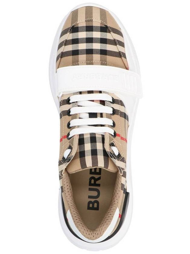 Vintage Check And Leather Sneakers White Archive Beige - BURBERRY - BALAAN 5