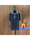 Half Zip-up Short Sleeve Polo Shirt Navy - KITON - BALAAN.