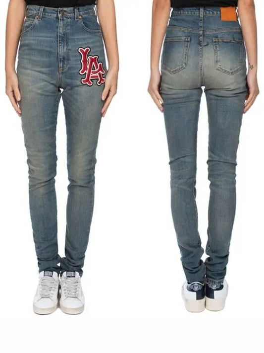 LA patch logo high waist sneaky jeans 527442 - GUCCI - BALAAN 1