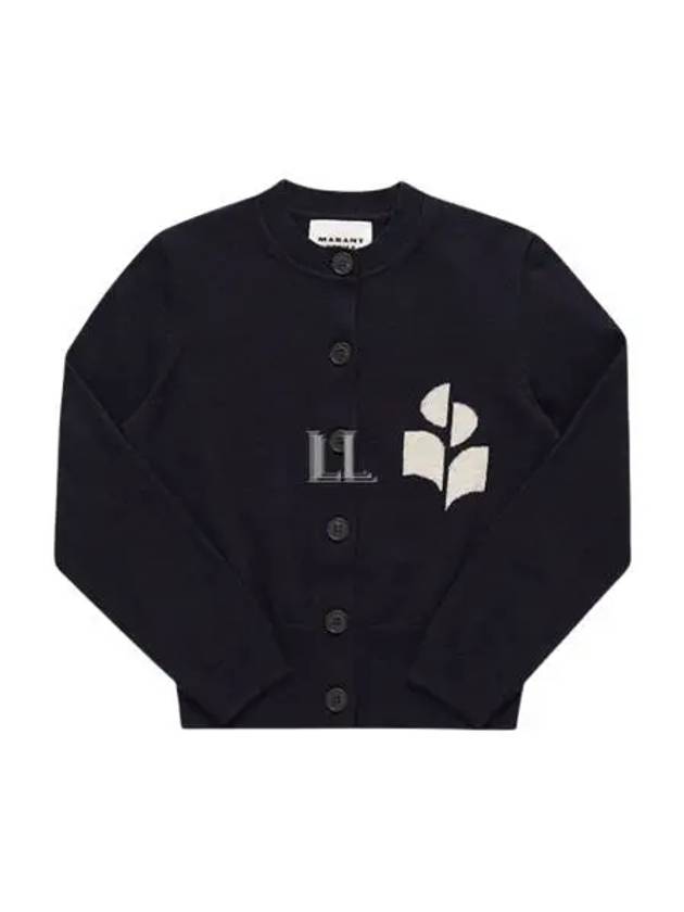 Men's Logo Intarsia Cardigan Navy - ISABEL MARANT - BALAAN 2