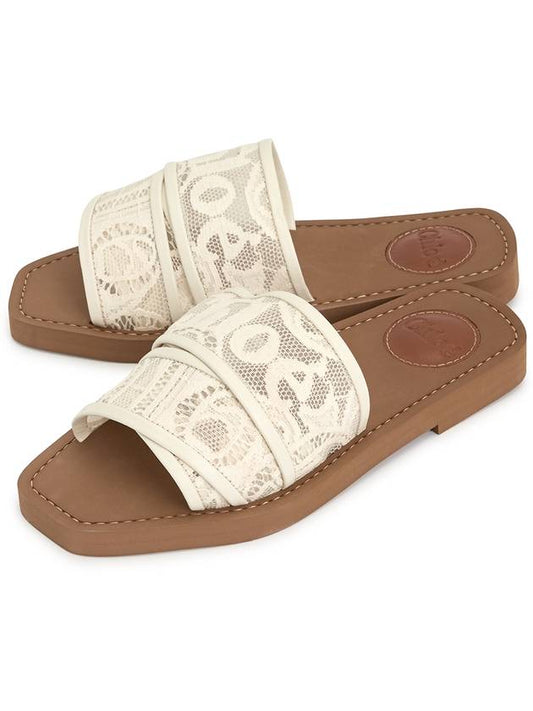 Women's Lace Strap Woody Slippers Ivory Brown - CHLOE - BALAAN 2