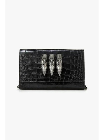 Women s Skull Finger Crocodile Leather Shoulder Bag Black - PHILIPP PLEIN - BALAAN 1