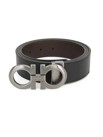 Gancini Reversible Adjustable Leather Belt Black - SALVATORE FERRAGAMO - BALAAN 1