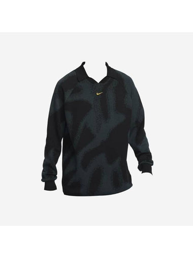 Soccer Wear Knit Long Sleeve Polo Shirt Black - NIKE - BALAAN 1