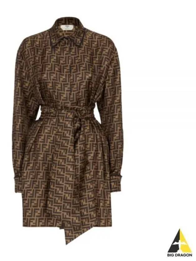 Twill Short Dress Brown - FENDI - BALAAN 2