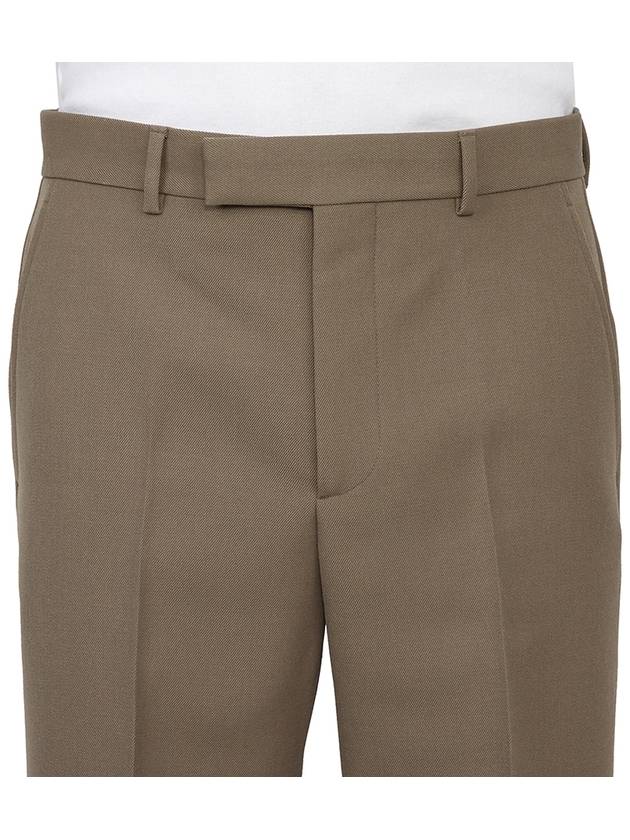 Textured Gabardine Cropped Straight Pants Brown - GUCCI - BALAAN 7