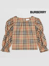 Kids Puff Sleeve Check Stretch Cotton Blouse 8053869 6Y 10Y - BURBERRY - BALAAN 2