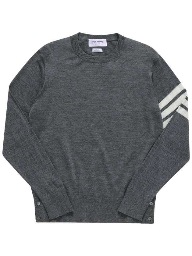 4 Bar Armband Classic Merino Wool Knit Top Dark Grey - THOM BROWNE - BALAAN 2