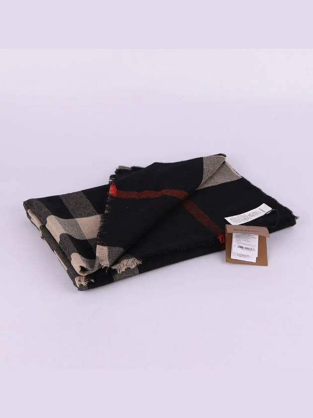 Check Wool Silk Scarf Black - BURBERRY - BALAAN 7