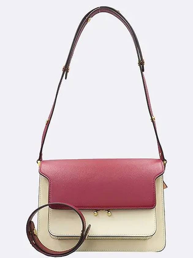 Red Ivory Two tone TRUNK Medium M Size Gold Logo Shoulder Bag - MARNI - BALAAN 1