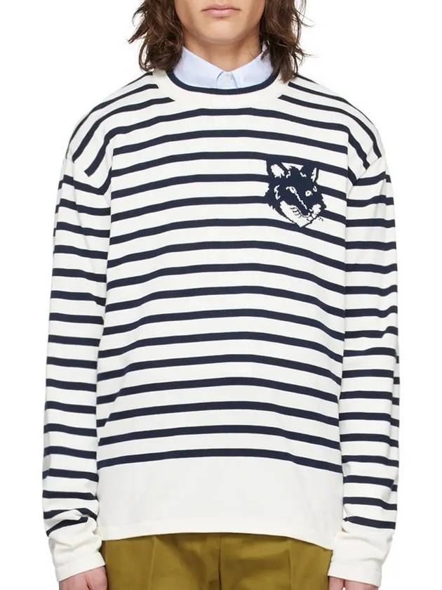 Fox Motif Cotton Long Sleeve T-Shirt Black White - MAISON KITSUNE - BALAAN 3