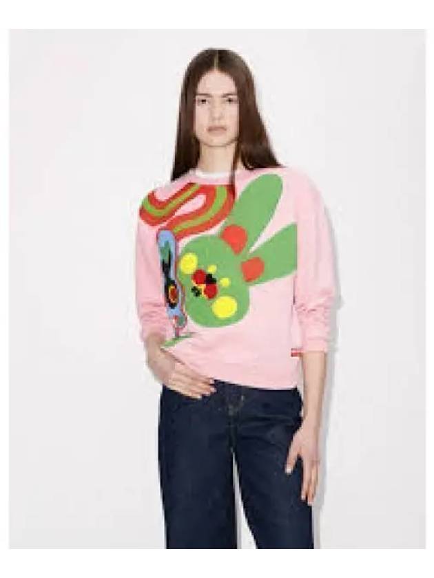 Motif Embroidery Cotton Sweatshirt Pink - KENZO - BALAAN 2