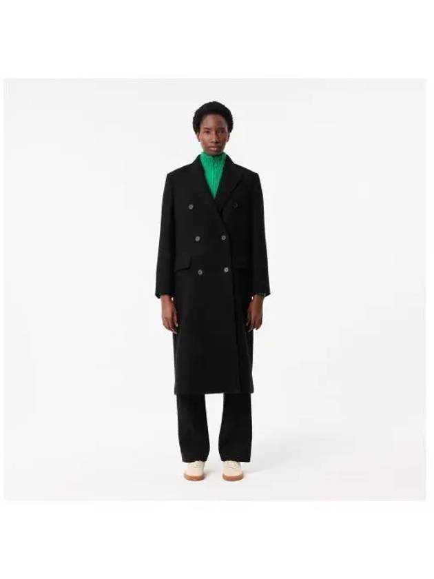 Women s double breasted long coat black - LACOSTE - BALAAN 1